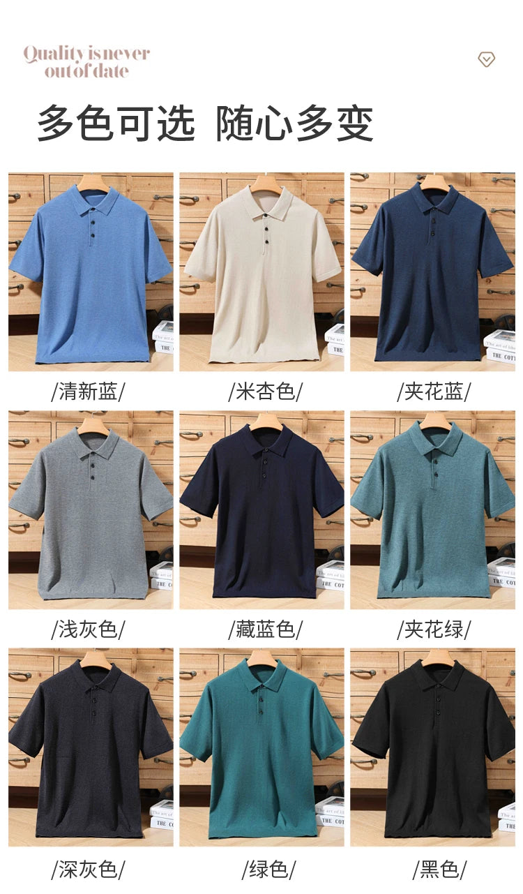 Herren-Polo-Pullover aus 100 % Merinowolle – Lapierre-Kragen Kurzarm Locker gestrickt Sommer Übergröße | Premium Herrenmode