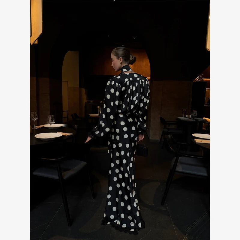 Ensemble 2 Pièces À Pois Femme - Chemise Manches Longues & Jupe Avec Foulard | Style Élégant Printemps 2026