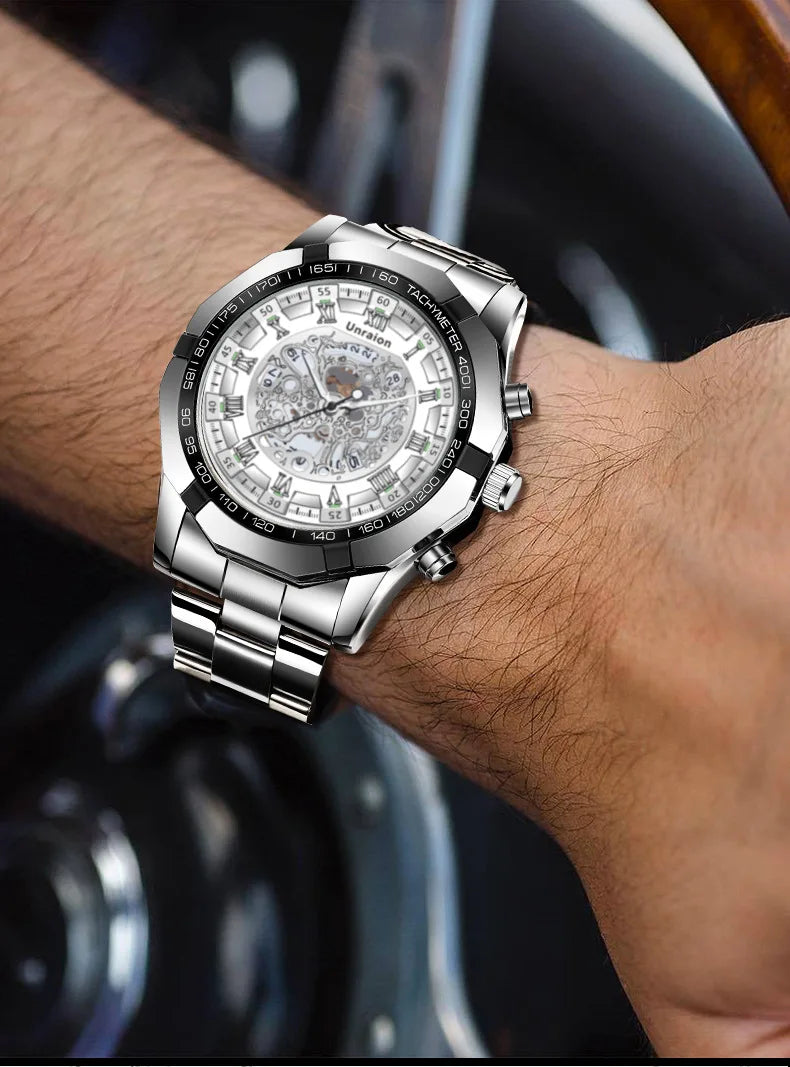 Montre Homme Automatique Calendrier Lumineux Chiffres Romains – Business Étanche Élégante