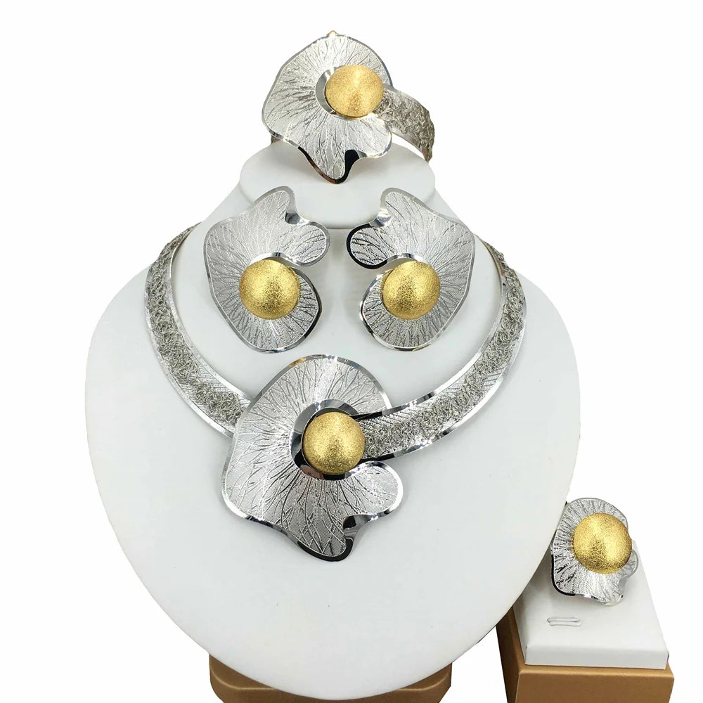 Parure Bijoux Plaqué Or Style Dubai & Africain – Collier Cuivre Ajouré Luxe | Set Bijoux Femme Cérémonie, Mariage & Soirée Premium