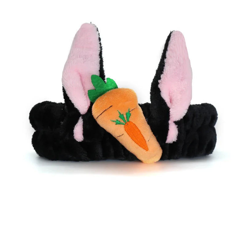 Bandeau Maquillage Oreilles de Lapin Coral Fleece – Élastique Doux | Soin Visage & Coiffure Fille