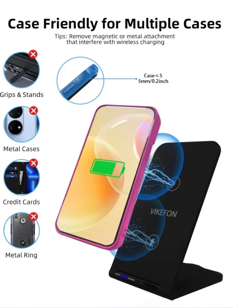 Chargeur Sans Fil 30W Pliable Stand – iPhone 14 13 12 11 Samsung S21 S20 Charge Rapide