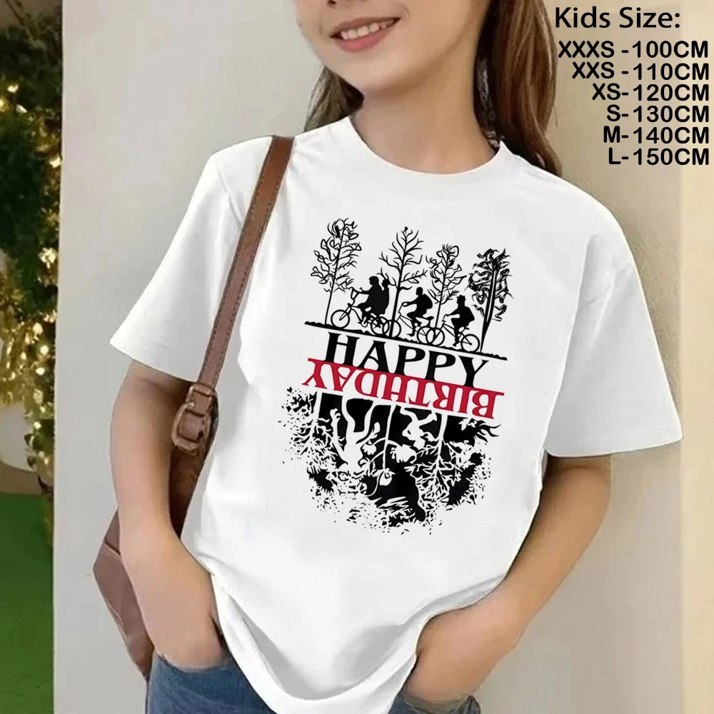 T-Shirt Enfant Imprimé Stranger Things Demogorgon – Manches Courtes Ample Casual | Fille & Garçon