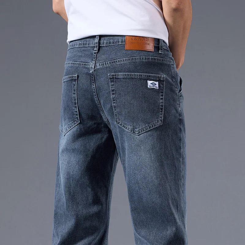 Jean Homme Loose Straight Leg Rétro Lavé Élastique Casual Toutes Saisons Polyvalent Confortable Intemporel Élégant – Jean Loose Premium Straight Leg Rétro | Mode Homme Denim Premium Polyvalent