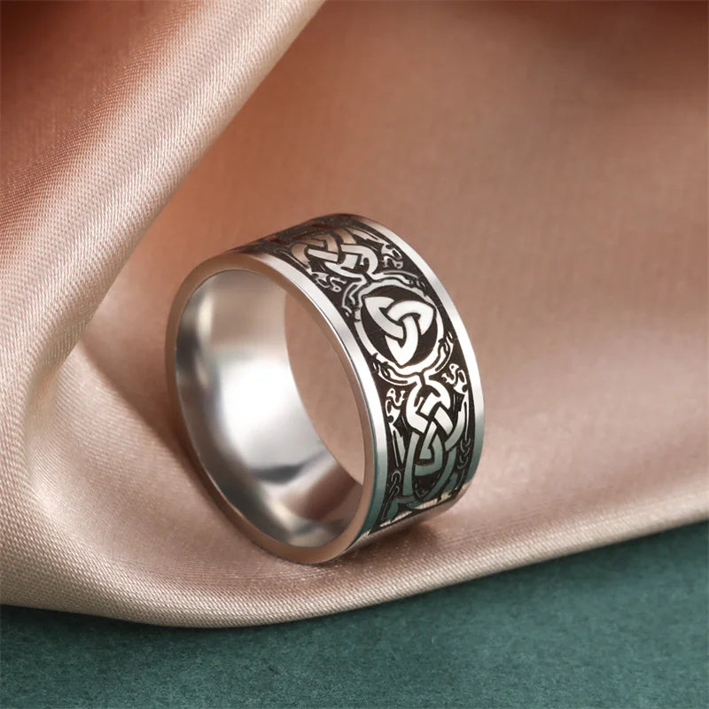 Bague Punk Acier Inoxydable Arbre de Vie Viking – Bague Couple Goth & Nordique | Bijou Homme & Femme | Cadeau Anniversaire & Fête Tendance