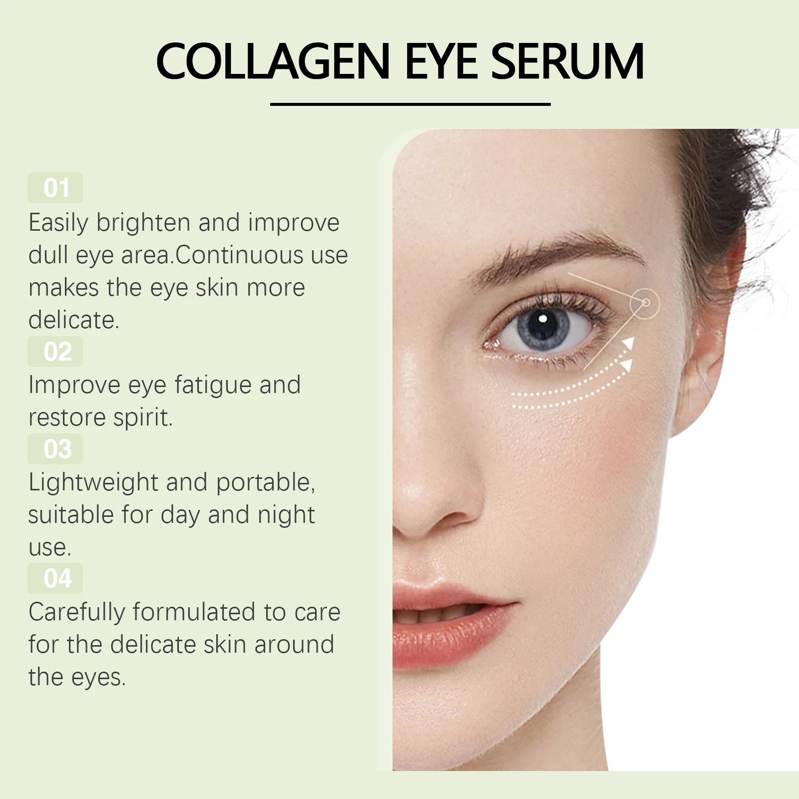 Sérum Contour des Yeux Collagène – Anti-Cernes Poches Gonflements Liftant Hydratant Roller