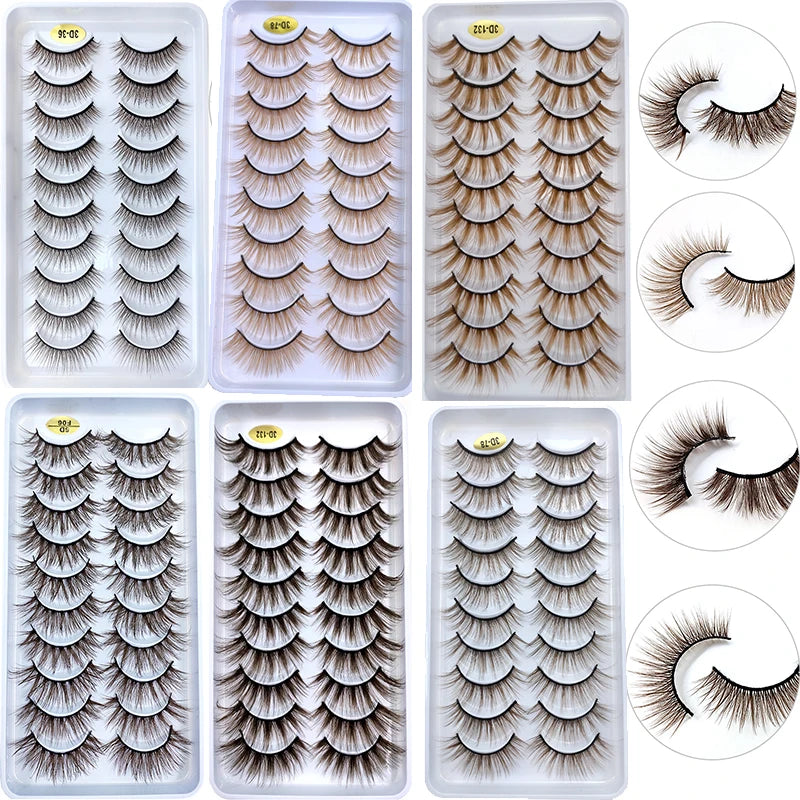 Faux Cils Kekelala 3D Korea Silk – Lot 10 Paires Naturels Bruns & Blonds | Fluffy Wholesale