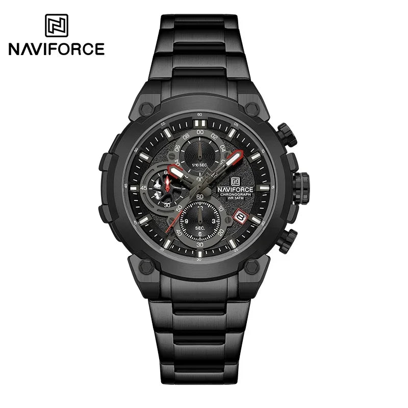 Montre Homme NAVIFORCE Chronographe Sport Militaire Calendrier Quartz – Étanche Fashion