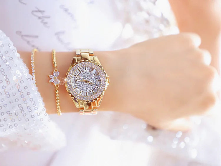 Montre Femme Or Bracelet Dress Luxe 2025 – Acier Complet Élégante Fashion Top Brand