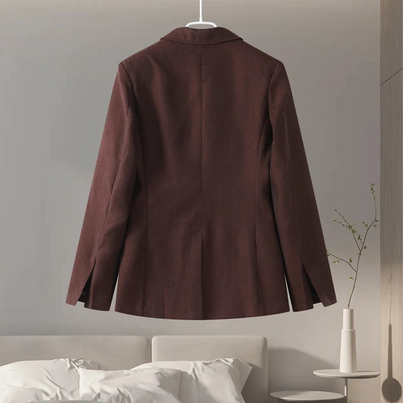 Ensemble Blazer Mini Jupe Femme Élégant – Col Revers Manches Longues Slim Uni | Tenue Bureau Chic 2025