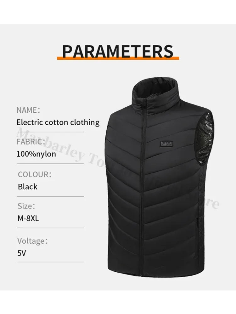 Beheizbare Herrenjacke Winter USB Elektrisch 21 Heizzonen – Selbstbeheizter Mantel Skifahren Schnee Outdoor Steppweste | Herren Premium Tech Mode