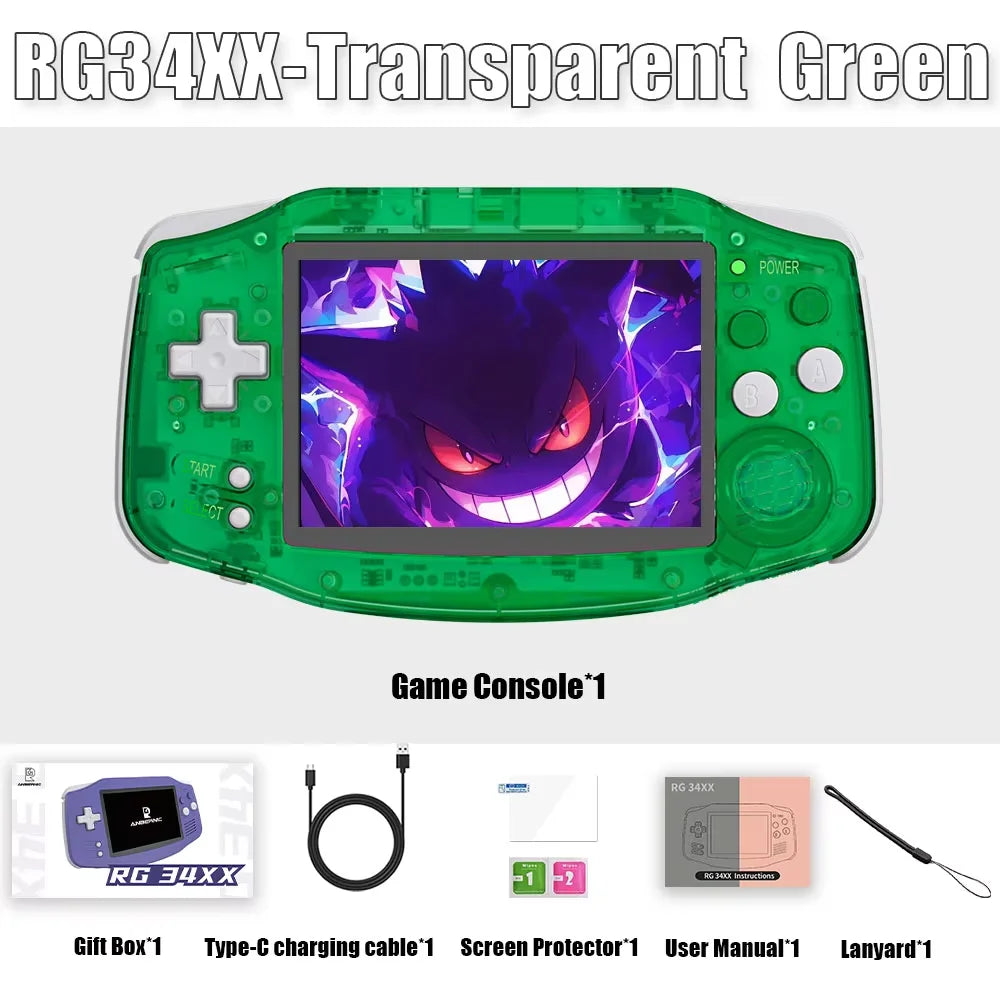 ANBERNIC RG34XX Console de Jeu Portable Rétro – Écran IPS 3.4'' HD | Linux, WiFi, Bluetooth, PSP