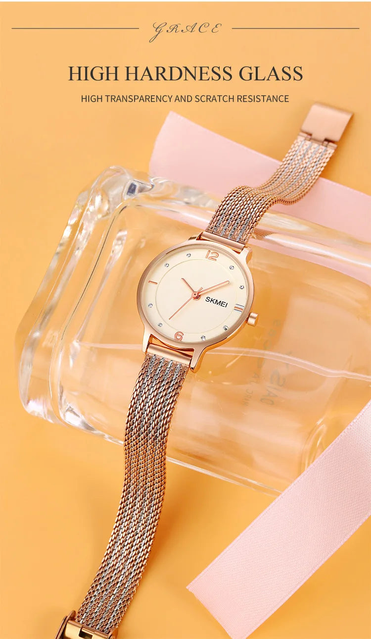 Montre Femme SKMEI 1874 Quartz Japonais Bracelet Acier Inoxydable – Fashion Luxe Élégante