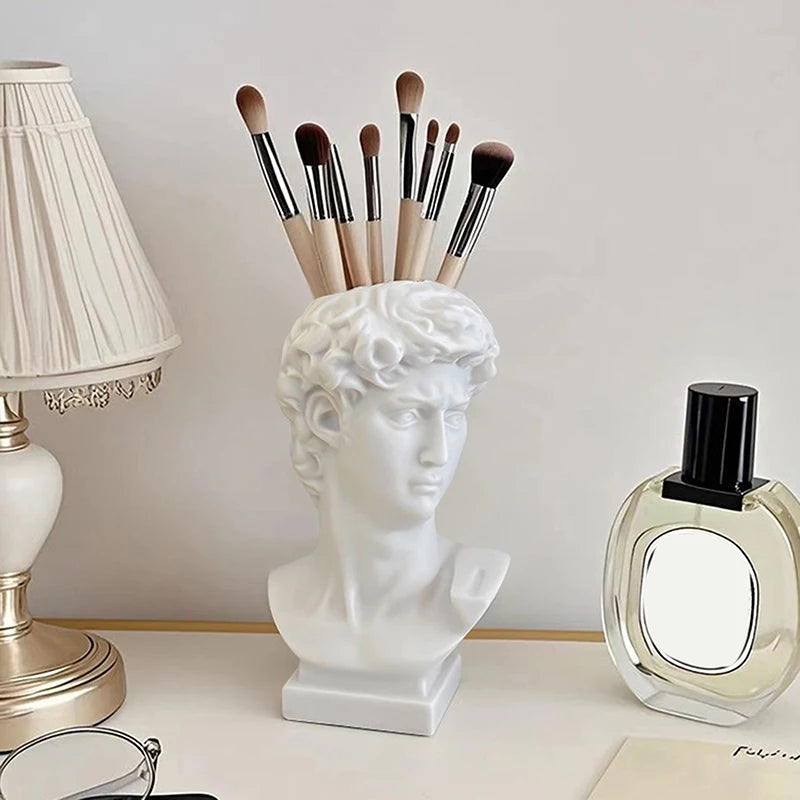 Pot à Pinceaux Statue de David – Organisateur Bureau Décoratif | Rangement Pinceaux Maquillage Maison Original