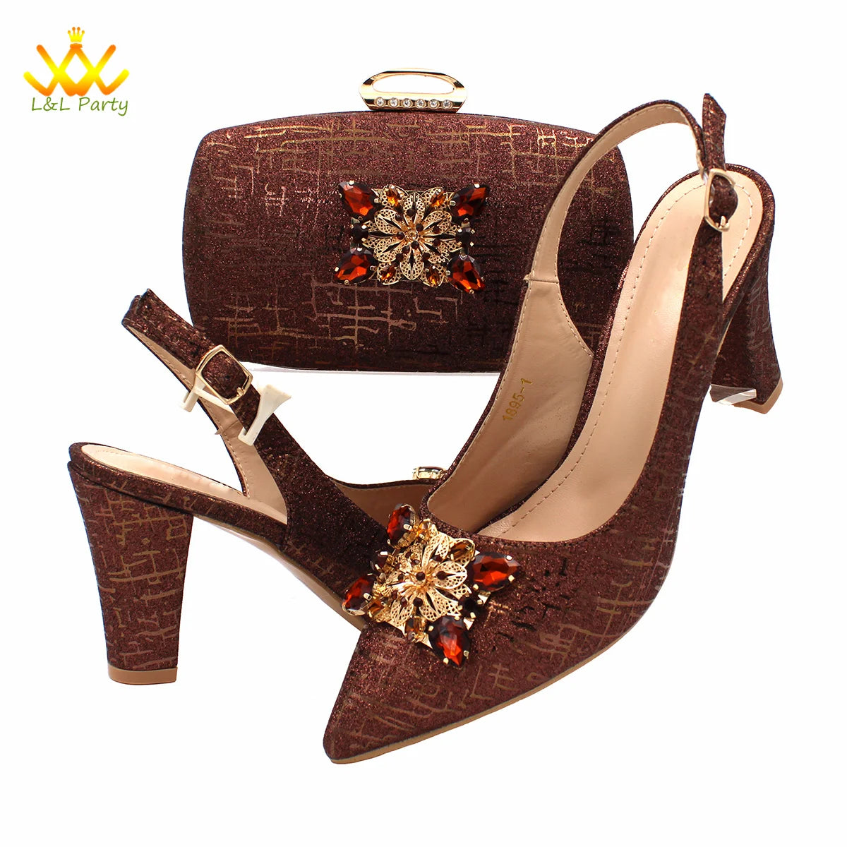 Ensemble Chaussures + Sac Italien Orange Cristal – Pumps Luxe Mariage Fête 2024