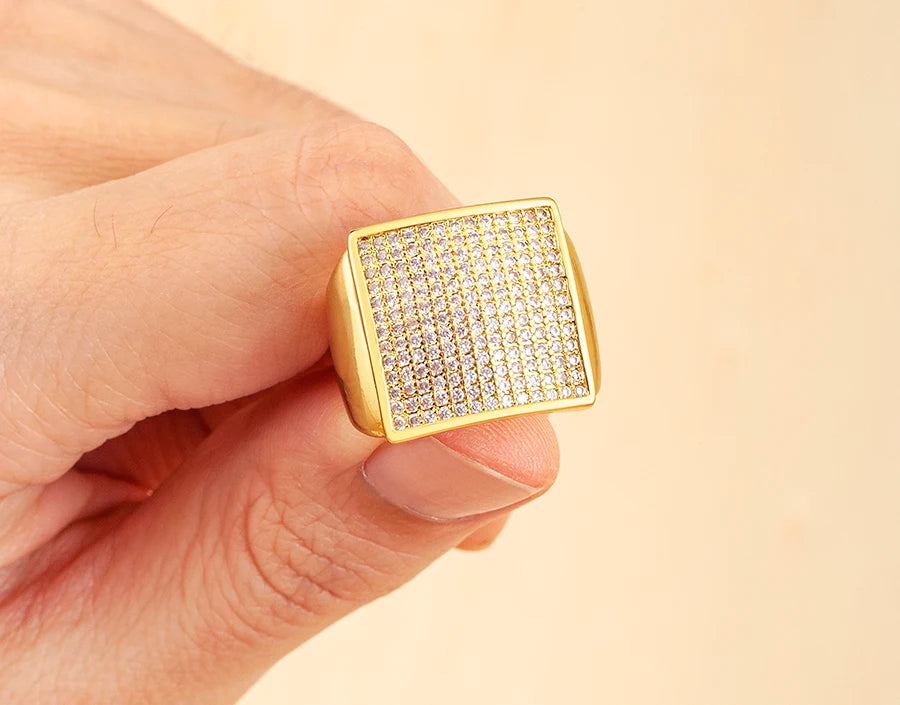 AIBEF Bague Rhinestone Ajustable Zircon Luxe Femme – Blanc & Noir | Bijou Cadeau Grossiste