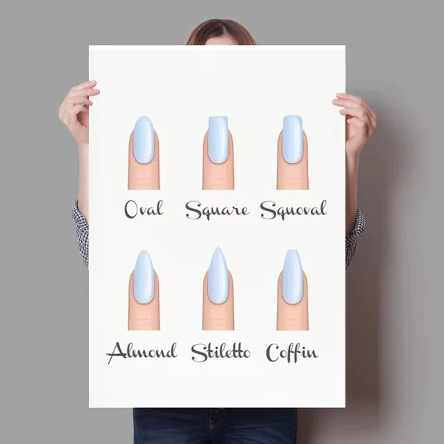Affiches Nail Art Salon – Guide Formes d’Ongles Canvas | Décoration Murale Institut Beauté