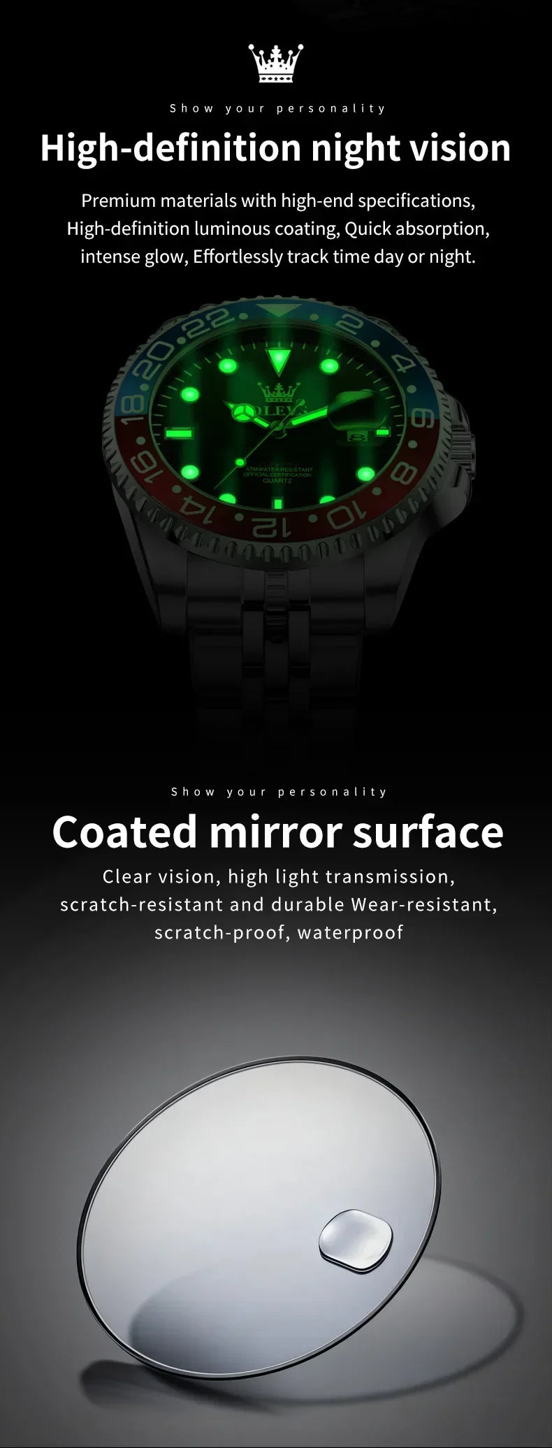 Montre Homme OLEVS 5657 Quartz Sport – Acier Inoxydable Lumineux Étanche 30M Date Cadeau