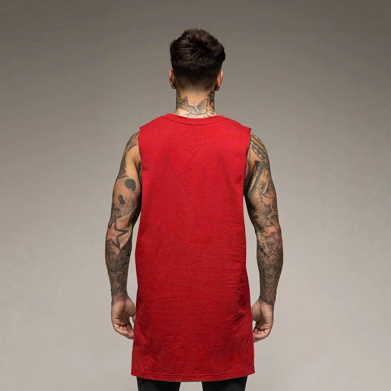 Débardeur Long Homme Coton – Style Hip Hop & Gym | Sans Manches Casual & Fitness | Streetwear Été Tendance
