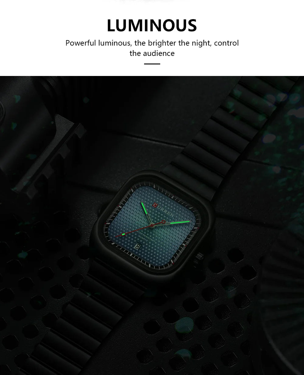 Herrenuhr CURREN Quadrat Business Quarz – Edelstahlarmband Automatische Datumsanzeige