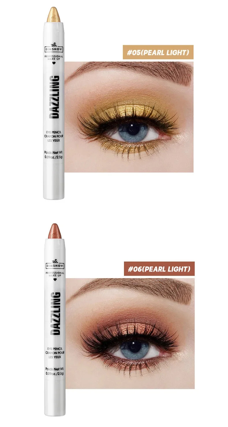 Crayon Fard à Paupières Highlighter Waterproof – Glitter Matte Nude Ver à Soie | Eyeliner Blanc Pigmenté