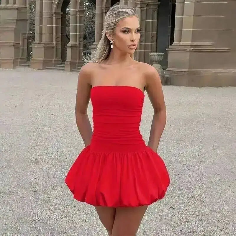 Robe Mini Halter Taille Enveloppée Ligne A Femme – Sexy Évasée | Soirée Club Printemps Été