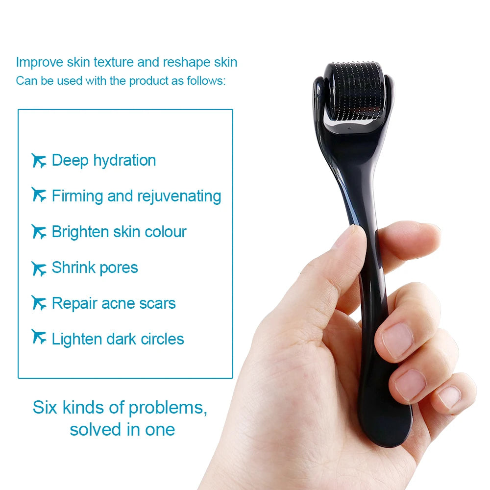 Derma Roller Professionnel 540 Aiguilles – Croissance Cheveux & Barbe, Soin Visage & Corps | 0.2mm 0.25mm 0.3mm