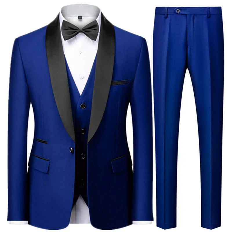 Costume Homme 3 Pièces Noir Slim Fit Blazer Veste Pantalon Gilet Grande Taille Mariage Cérémonie Soirée Automne Élégant – Ensemble Costume Premium | Mode Homme Habillé Premium