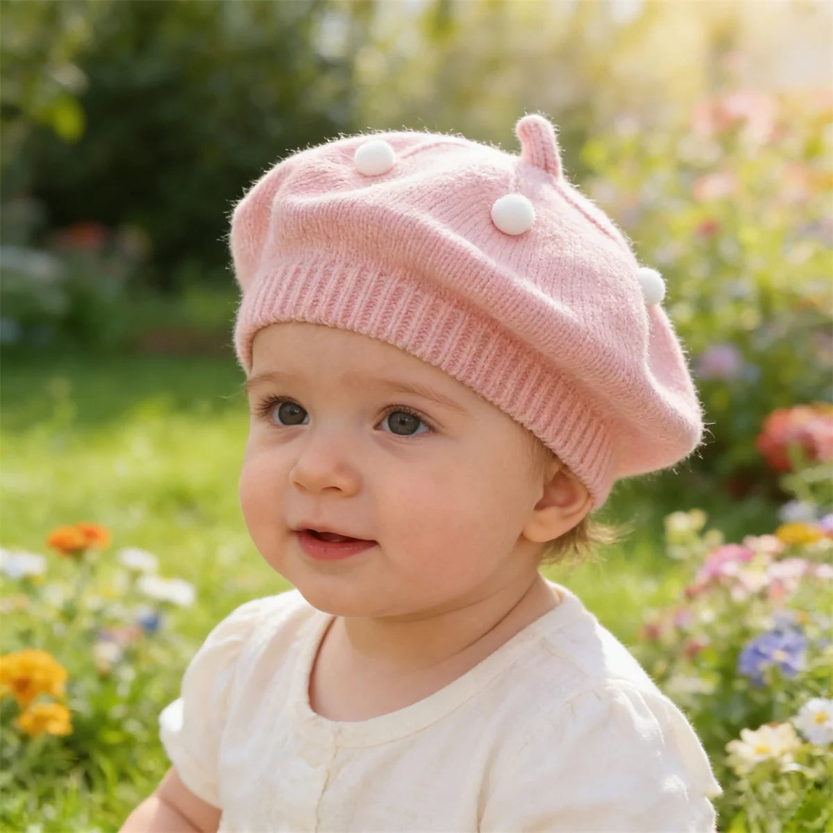 Béret Tricoté Enfant Couleur Unie – Bonnet Peintre Chaud Automne Hiver Fille Garçon Tendance