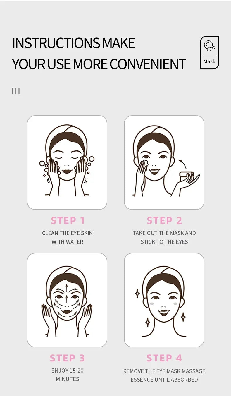 Masque Yeux Collagène Anti-Rides – Patches Hydratants Anti-Cernes Anti-Gonflement Eclat