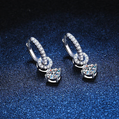 Boucles d'Oreilles Pendantes Moissanite Argent 925 — Bijou Luxe Mariage Anniversaire
