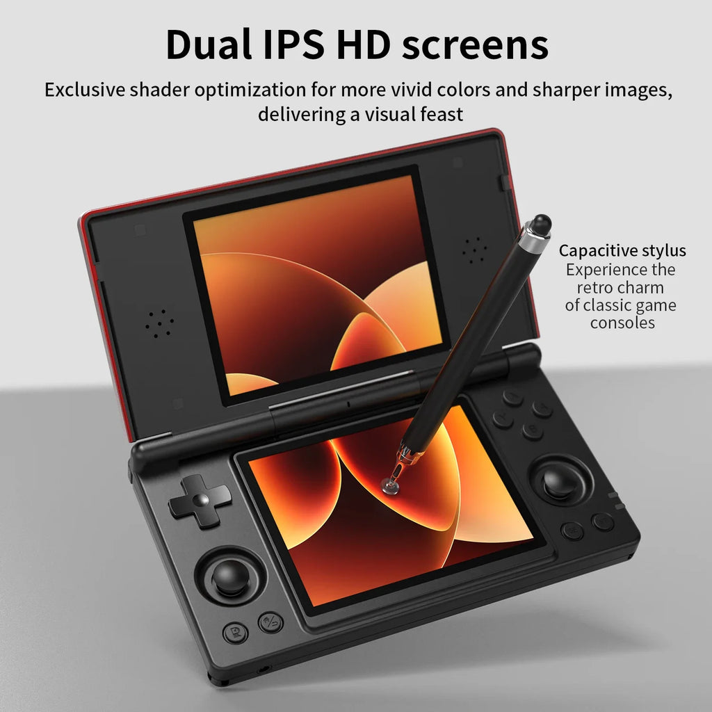 ANBERNIC RG DS Console de Jeu Flip 4'' IPS – Double Écran Multi-Touch, Android 14, WiFi Streaming & IA | PS2 & Rétro