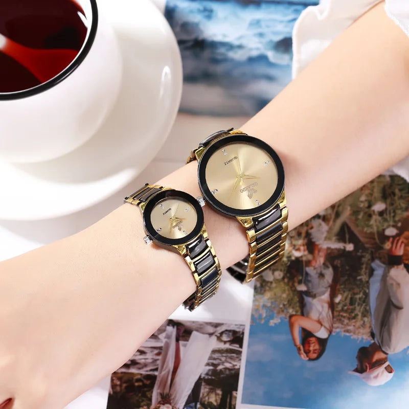 Montre Couple Luxe Acier Inoxydable – Femme & Homme Fashion Casual Idée Cadeau