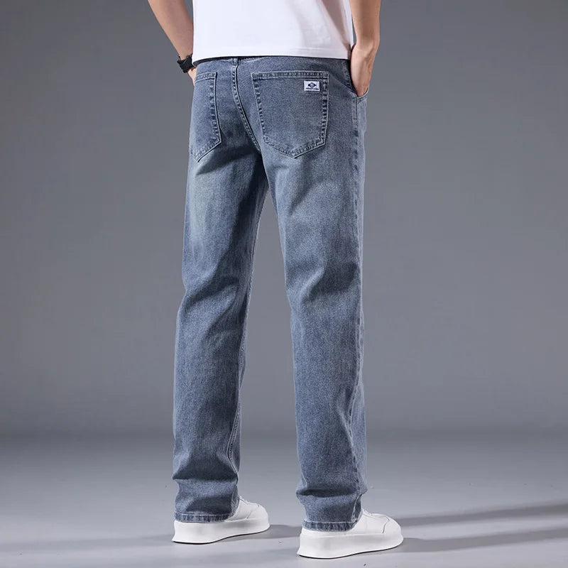Jean Homme Loose Straight Leg Rétro Lavé Élastique Casual Toutes Saisons Polyvalent Confortable Intemporel Élégant – Jean Loose Premium Straight Leg Rétro | Mode Homme Denim Premium Polyvalent