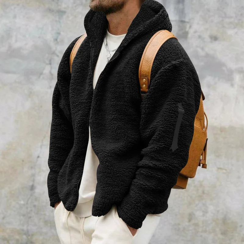Veste Homme Automne Hiver Polaire Double Face Chaude Capuche Loose Casual Coupe-Vent – Manteau Chaud Tendance Saison Froide | Mode Homme Premium