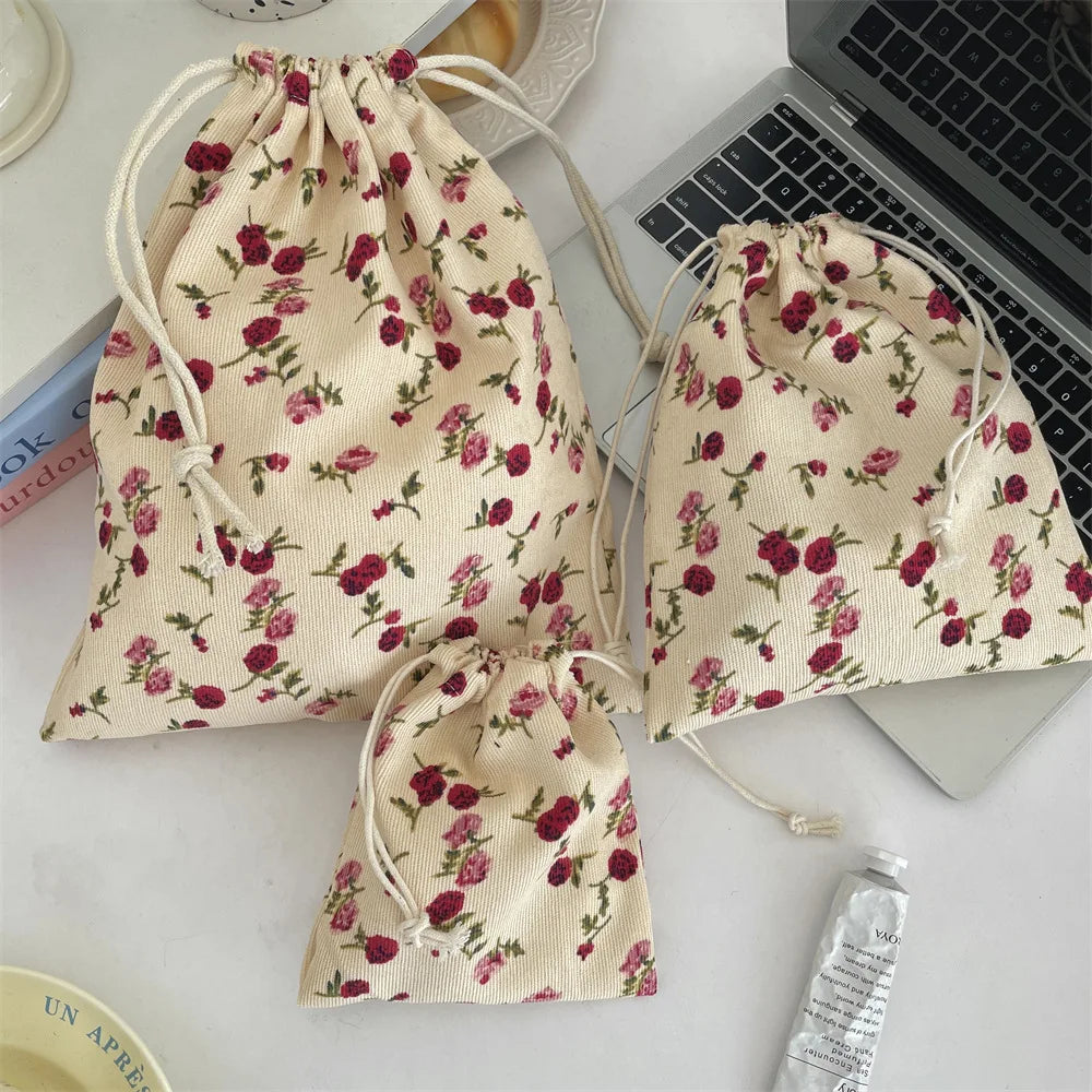 Trousse Maquillage Kawaii Florale - Pochette Cosmétiques & Voyage Cordon