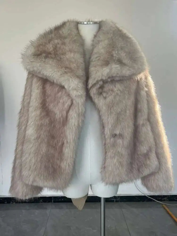 Cardigan Femme Col Revers Fourrure Manches Longues Élégant – Manteau Mode Chic & Tendance | Automne Hiver