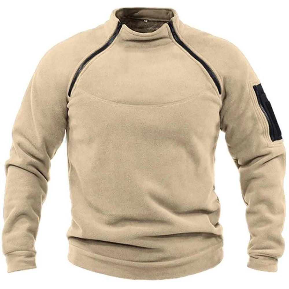 Herren Taktische Outdoor Fleecejacke mit Reißverschluss Winddicht Thermisch Warm Wandern Sweatshirt Herbst Winter | Premium Taktische Outdoor Fleecejacke