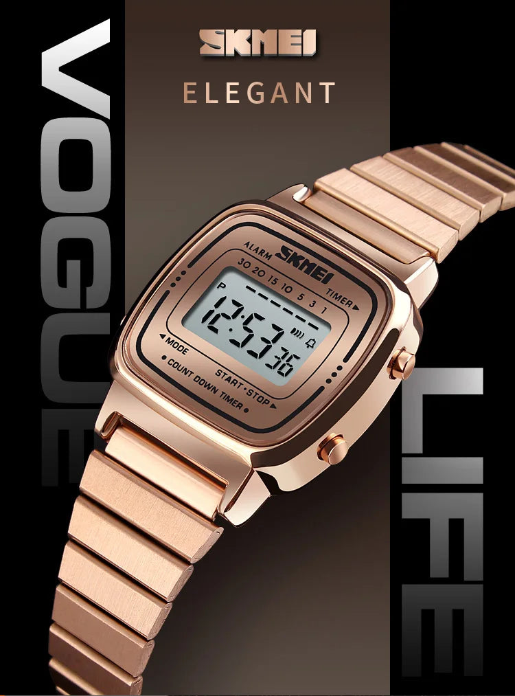 SKMEI Damen-Digitaluhr 1901 mit Chrono-Kalender kleinem Zifferblatt wasserdicht – Luxus Mode Trend