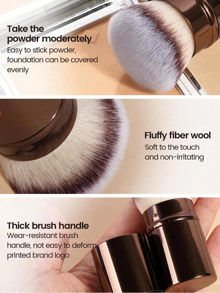 Pinceau Rétractable Professionnel Visage – Blush, Fond de Teint & Poudre Libre | Poils Synthétiques Ultra-Doux