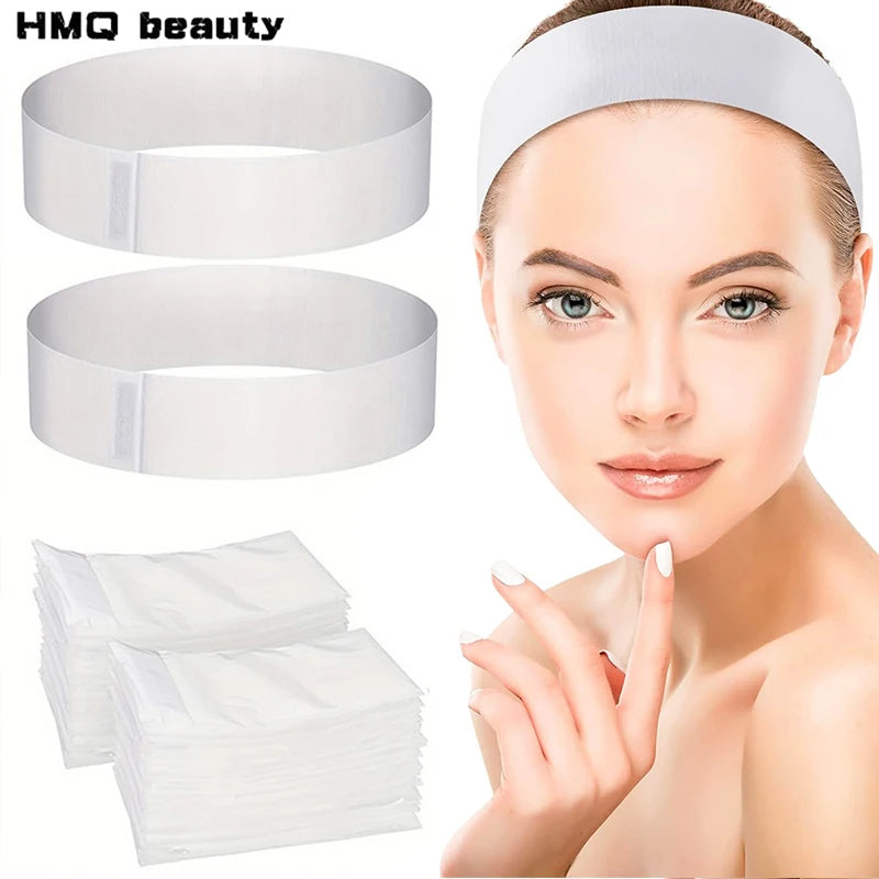 Bandeaux Jetables SPA Skincare Non-Tissés – Lot 10/50/100 pcs | Blancs Ultra-Doux | Soin Visage & Institut de Beauté