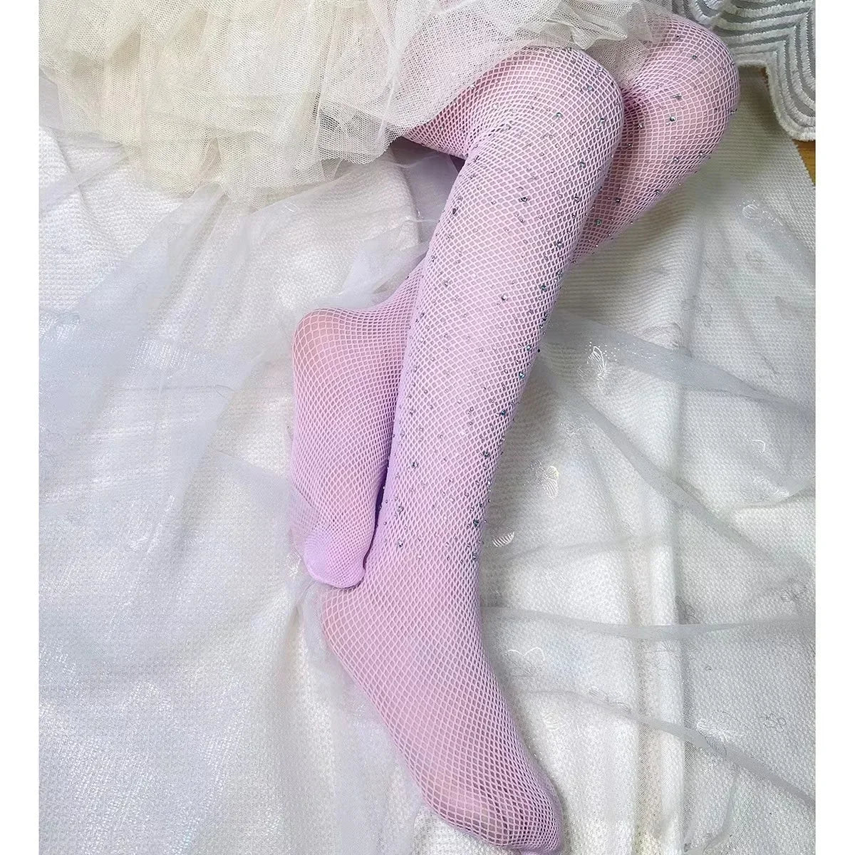 Strass-Netzstrumpfhose für Mädchen – Elastische Netzstrümpfe für Kinder, Damenmode, Trend