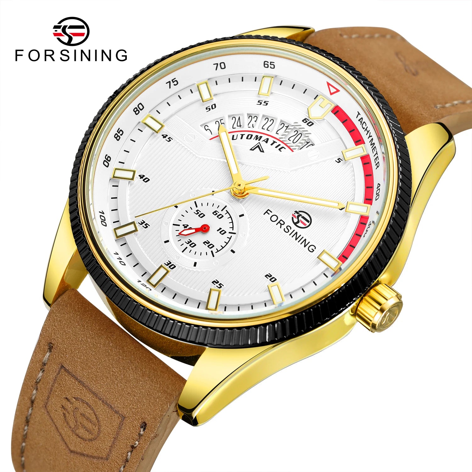 Montre Homme FORSINING Mécanique Automatique Chronographe Calendrier Cuir & Acier – Luxe Haute Qualité