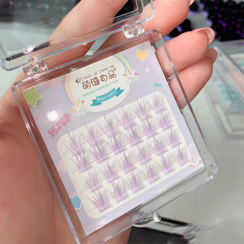 Clusters Cils Colorés Manga Rose Blanc Bleu Violet – Faux Cils Naturels Longs Faux Bouquets | Maquillage Wholesale