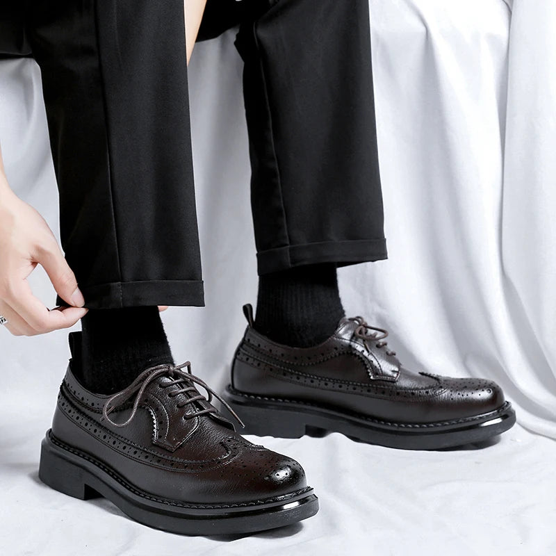 Brogues Oxfords Patent Leather Homme – Lacets Formal Noir Mariage Fête Dress Shoes