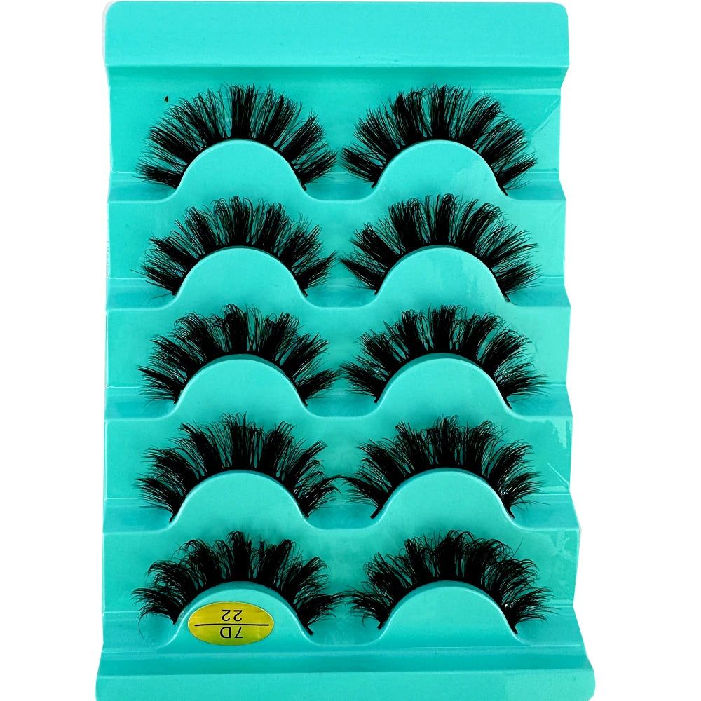 Faux Cils Cat Eye 3D – Lot 5 Paires | Manga Wispy Naturels Courbe D