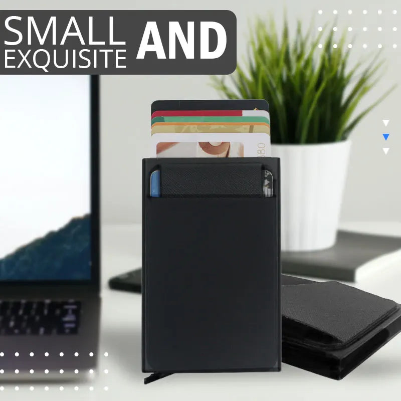 Portefeuille Homme RFID Slim Minimaliste – Porte-Cartes Métal Pop-Up Anti-Piratage