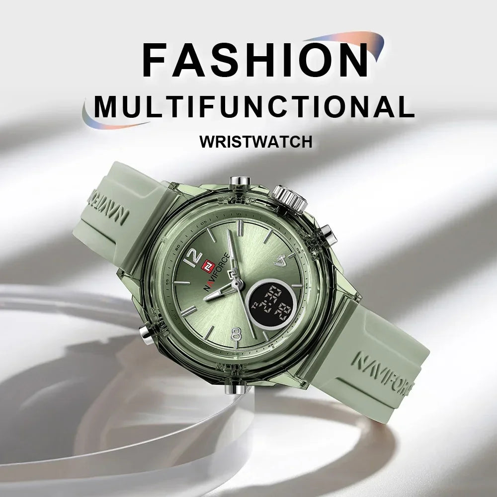 Montre Femme NAVIFORCE NF7109 Quartz Double Affichage – Silicone Lumineuse Étanche Fashion