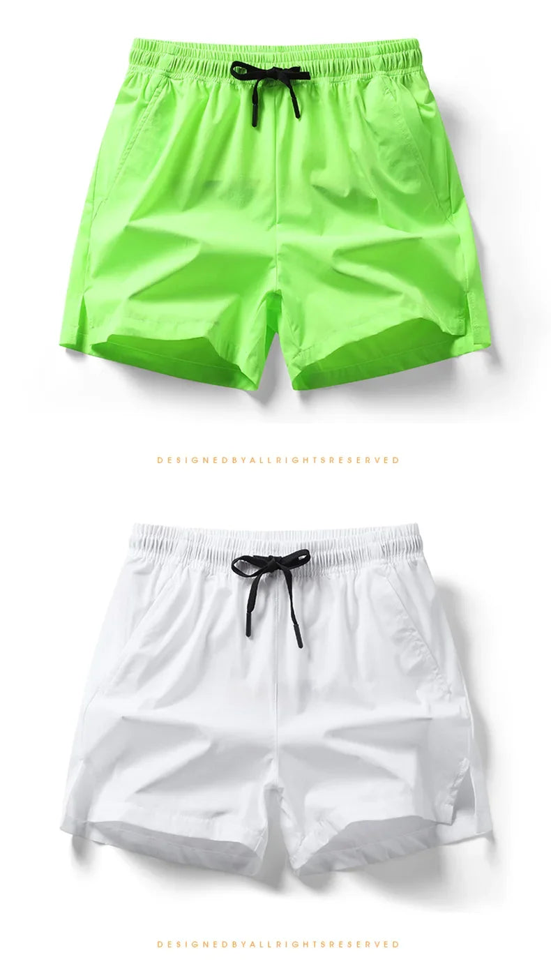 Short Homme Plage Été Couleur Unie Ceinture Élastique Double Poches Fashion Leisure Confortable Sport Cool Tendance – Short Premium Multifonction Été | Mode Homme Été Premium