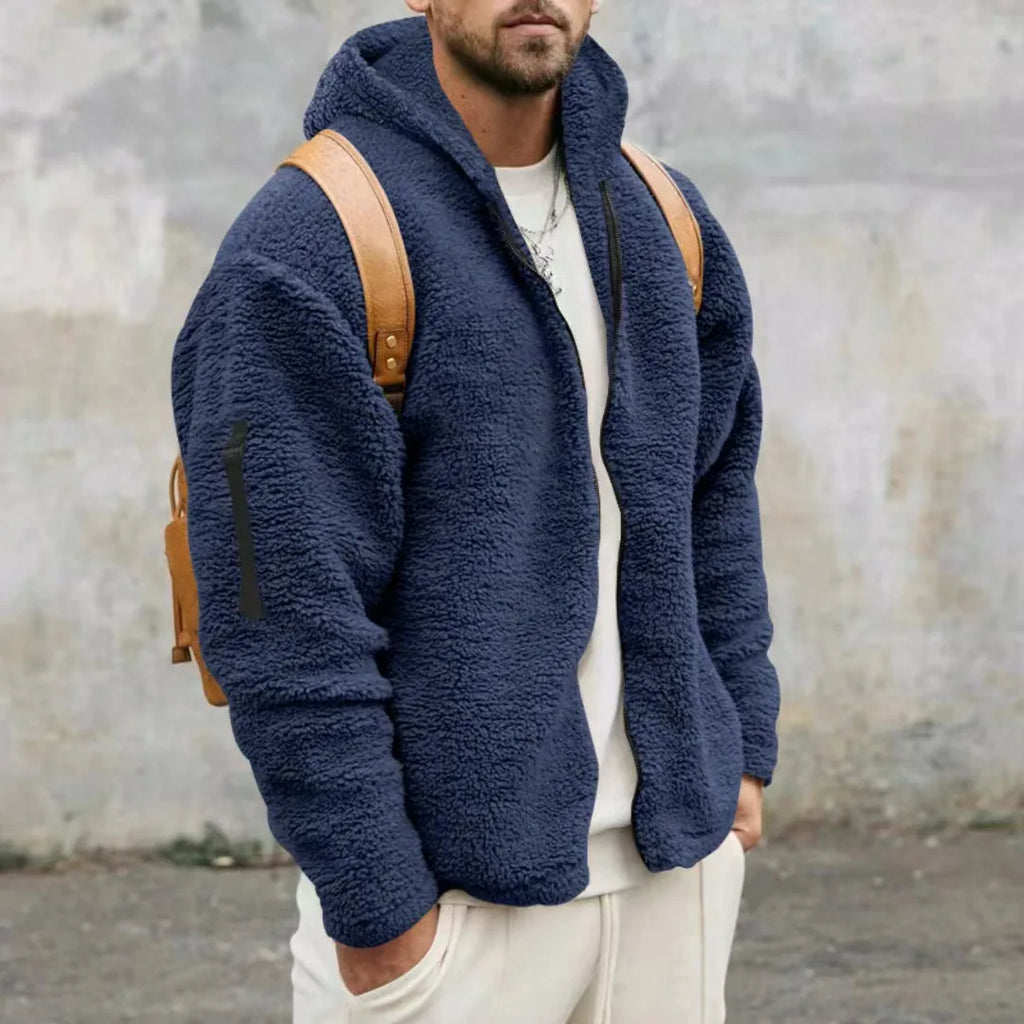 Veste Homme Automne Hiver Polaire Double Face Chaude Capuche Loose Casual Coupe-Vent – Manteau Chaud Tendance Saison Froide | Mode Homme Premium